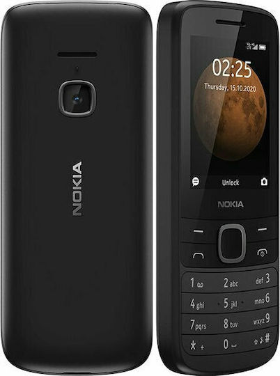 Nokia 225 4G Dual SIM Κινητό με Κουμπιά (Αγγλικό Μενού) Μαύρο