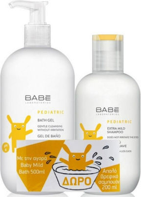 Babe Laboratorios Pediatric Bath Gel 500ml cu pompă si Extra Mild Shampoo 200ml