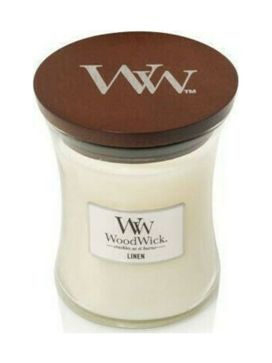 WoodWick Αρωματικό Κερί σε Βάζο με Άρωμα Linen Λευκό 85gr