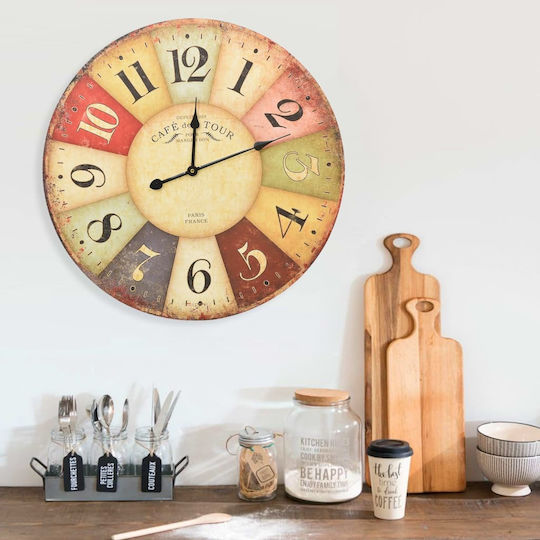 vidaXL Antikes Wanduhr Hölzernes Colorful Ø60cm