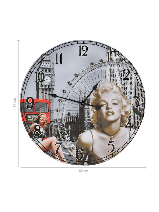 vidaXL Marilyn Monroe Ρολόι Τοίχου Πλαστικό Πολύχρωμο Ø60cm