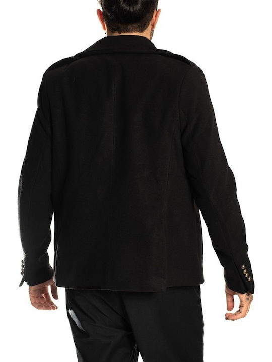 Twin Black Men's Half Coat Black