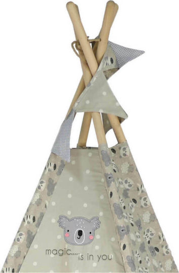 Bebe Stars Kids Indian Teepee Play Tent Panda Beige