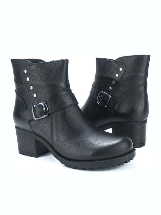 Ghete dama de piele cu platforme pentru femei cu toc negru