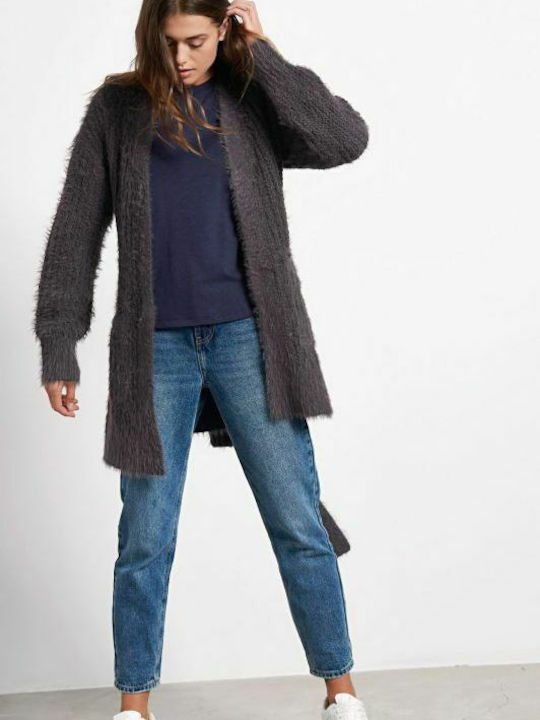 Long Women's Knitted Cardigan Gray