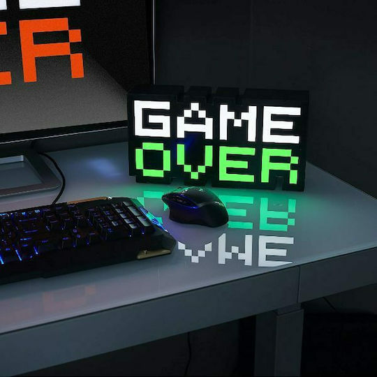 Paladone Παιδικό Διακοσμητικό Φωτιστικό Game Over με Εναλλαγές Χρωματισμών Κόκκινο 30x15.5cm