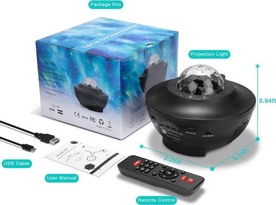 Andowl Led Παιδικό Φωτιστικό Projector Starry με Προβολή Αστεριών Μαύρο 11x11x16εκ.