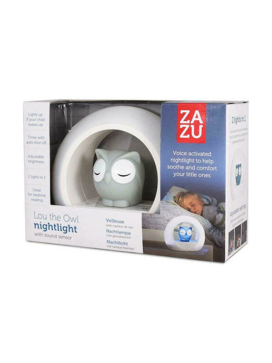 Zazu Nursery Night Light Lou The Owl Battery Gray Warm with Sensor