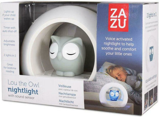 Zazu Nursery Night Light Lou The Owl Battery Gray Warm with Sensor