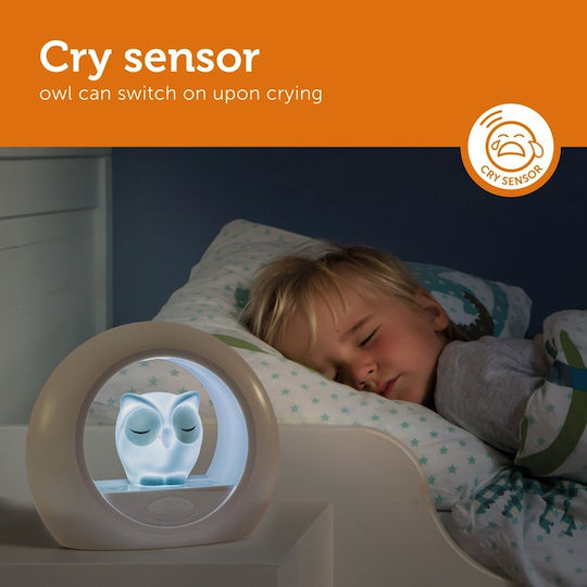 Zazu Nursery Night Light Lou The Owl Battery Gray Warm with Sensor