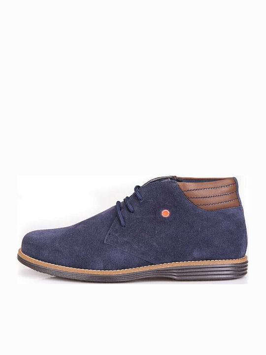 Suede Navy Μπλε Ανδρικά Μποτάκια