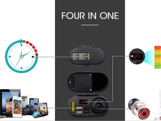 Factory Motorcycle Charger with Ports: 2xUSB & 1xLighter