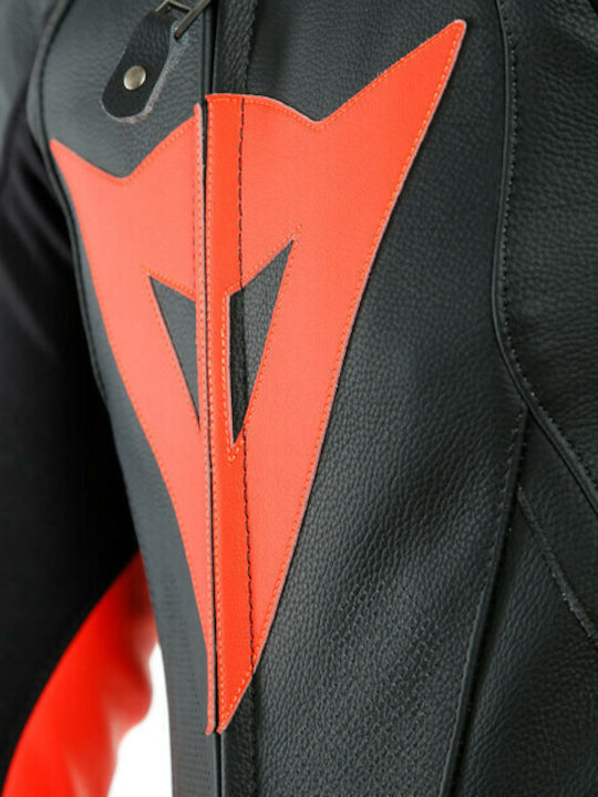 Dainese Laguna Seca 5 Männer Motorrad-Lederanzug Black/Fluo Red