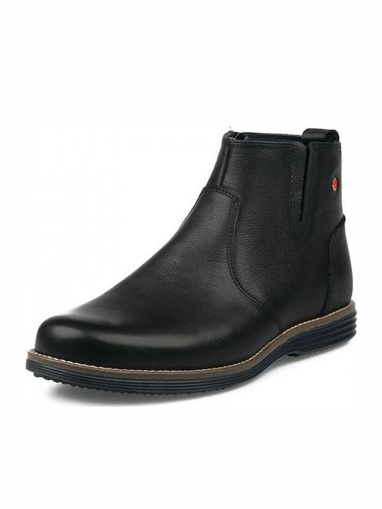 Robinson Men's Leather Boots with Zipper Black