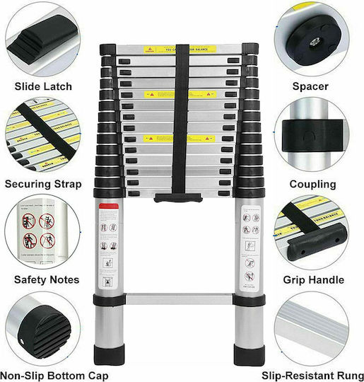 Factory Telescopic Ladder Aluminum 13 of Steps with Maximum Height 5m