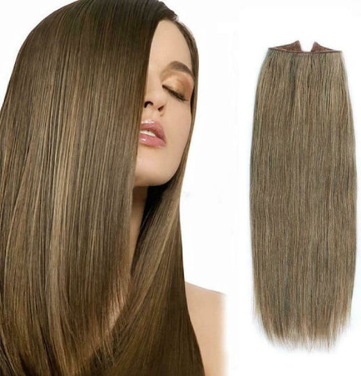 Bioshev Professional Haarteile mit Clip mit Echthaar in Licht Blond Farbe 50cm 8.0
