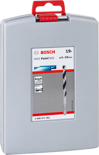 Bosch PointTeQ Σετ 19 Τρυπάνια HSS με Κυλινδρικό Στέλεχος για Μέταλλο