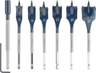 Bosch Set of 7 Feather Drills with Hexagonal Shank for Wood