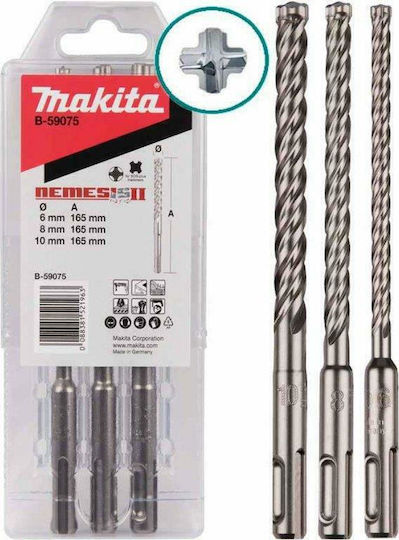 Makita Set of 3 Drills with SDS Plus Shank for Masonry
