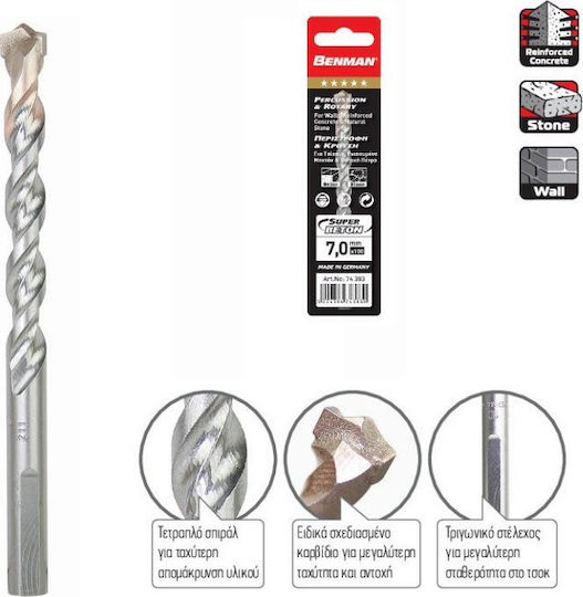 Benman Diamond Drill Carbide with Triangular Shank for Masonry 8x120mm