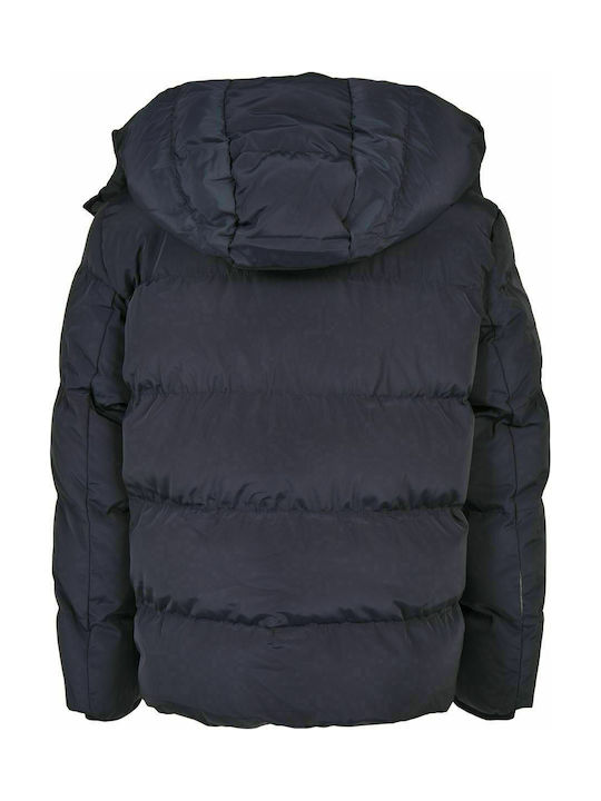 Urban Classics Kids Quilted Jacket short Hooded Navy Blue