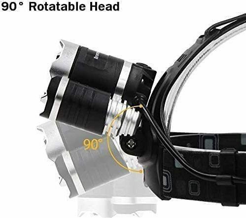 GloboStar Επαναφορτιζόμενος Φακός Κεφαλής LED IP44 με Μέγιστη Φωτεινότητα 3000lm XML2-T6