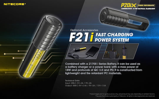 NiteCore LED IP68 с Максимална Яркост 4000лм Precise P20ix Черен
