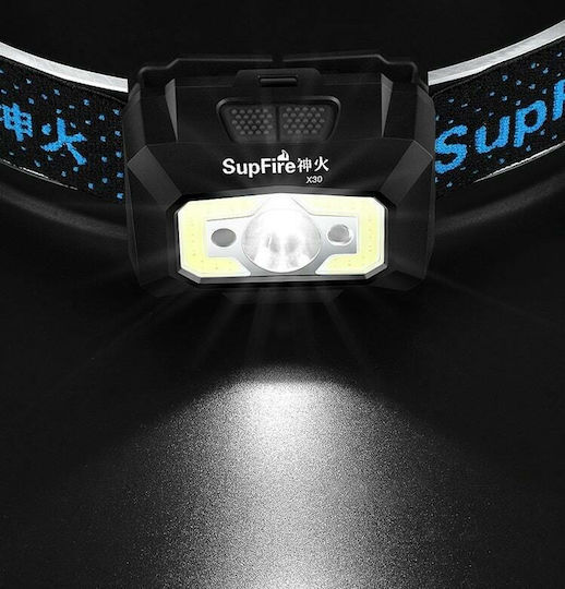 Superfire Rechargeable Headlamp LED IP44 with Maximum Brightness 500lm Black