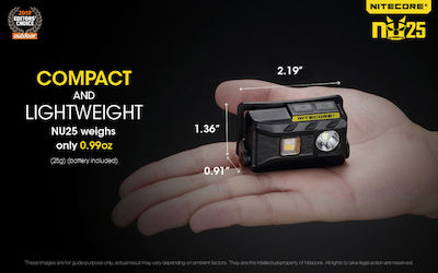 NiteCore Rechargeable Headlamp LED Waterproof IP66 with Maximum Brightness 360lm NU25