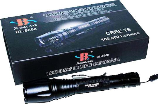 Bailong Wiederaufladbar Taschenlampe LED mit maximaler Helligkeit 100lm BL-8668 Schwarz