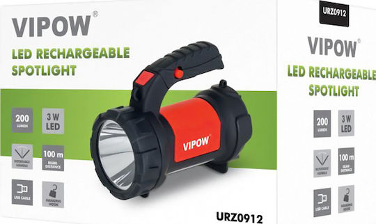 Vipow Lumină de lucru și de sit, cu baterie Proiector de Mână LED IP20 cu Luminozitate Maximă 200lm Integrat Negru