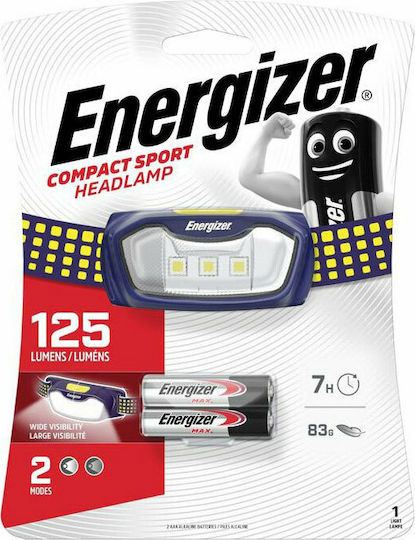 Energizer Headlamp LED with Maximum Brightness 125lm Sport Headlight Black