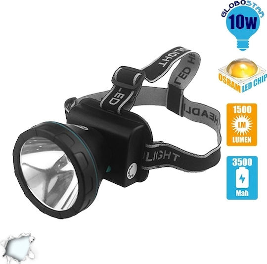 GloboStar Waterproof Rechargeable LED Head Flashlight 1500lm