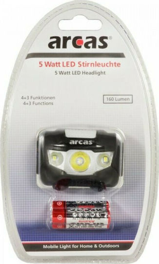 Arcas Φακός Κεφαλής LED IPX6 με Μέγιστη Φωτεινότητα 160lm 5W Headlight
