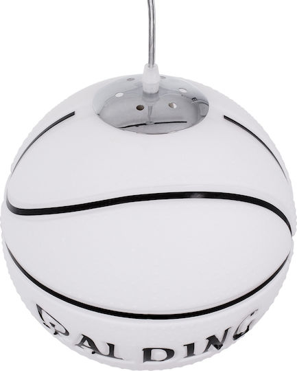 GloboStar Spalding Nba Μονόφωτο Παιδικό Φωτιστικό Κρεμαστό από Γυαλί με Υποδοχή E27 Λευκό 25x25cm