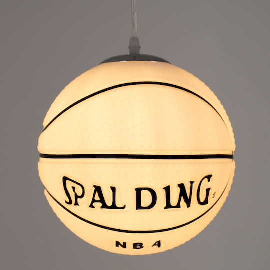 GloboStar Spalding Nba Μονόφωτο Παιδικό Φωτιστικό Κρεμαστό από Γυαλί με Υποδοχή E27 Λευκό 25x25cm