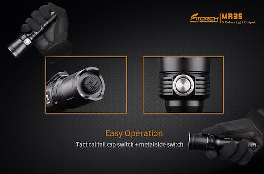 Fitorch Rechargeable Flashlight LED UV IPX8 with Maximum Brightness 1200lm MR35 2xCR123A Black