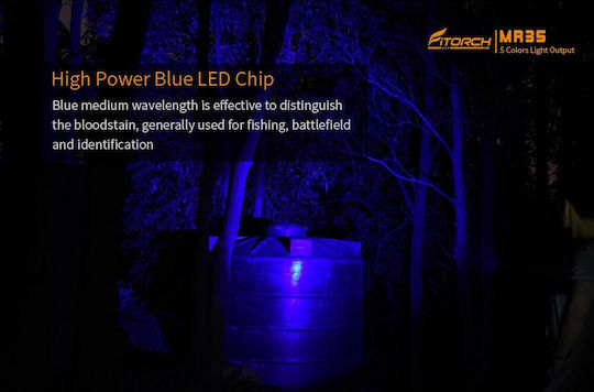 Fitorch Rechargeable Flashlight LED UV IPX8 with Maximum Brightness 1200lm MR35 2xCR123A Black