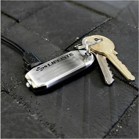 True Utility Rechargeable Keychain Flashlight LED with Maximum Brightness 30lm LifeLite Silver