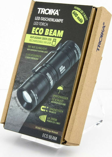 Troika Rechargeable LED Flash Light with Maximum Brightness 240lm Eco Beam