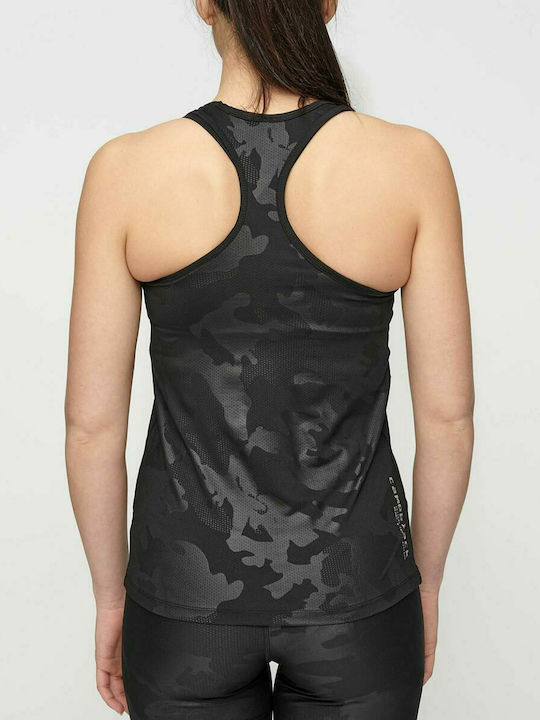 Leone Damen Sportlich Bluse Ärmellos Camo Black