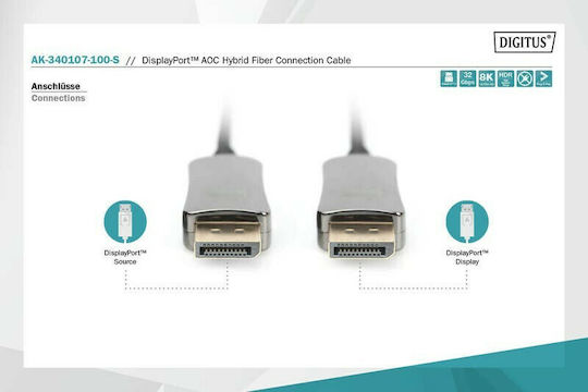 Digitus Kabel DisplayPort-Stecker - DisplayPort-Stecker 10m Schwarz (AK-340107-100-S)