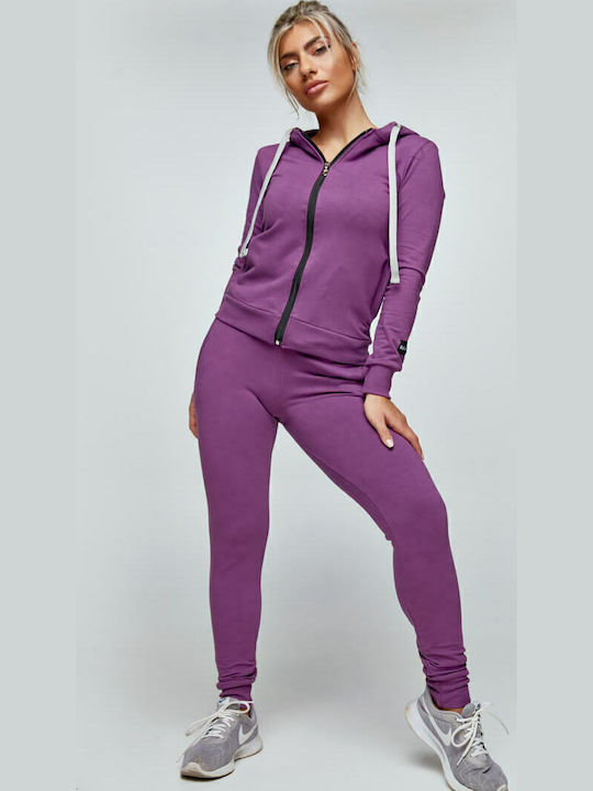 Women's Sweatshirt Jacket Hooded Purple