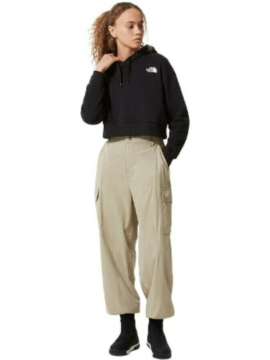 Trend Cropped Γυναικείο Φούτερ με Κουκούλα Μαύρο