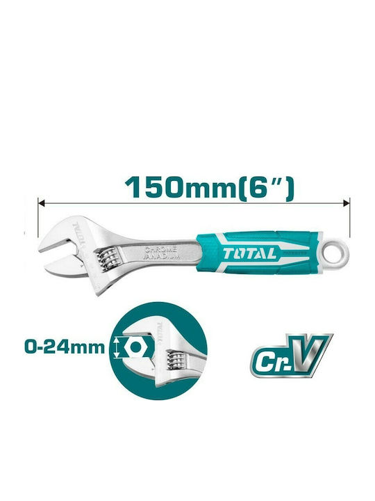 Total Γαλλικό Κλειδί Μήκους 150mm με Άνοιγμα Σιαγόνων έως 24mm και Αντιολισθητική Λαβή