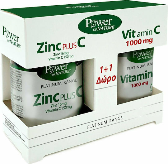 Power Of Nature Platinum Range Zinc Plus C & Vitamin C 16mg 30 tabs