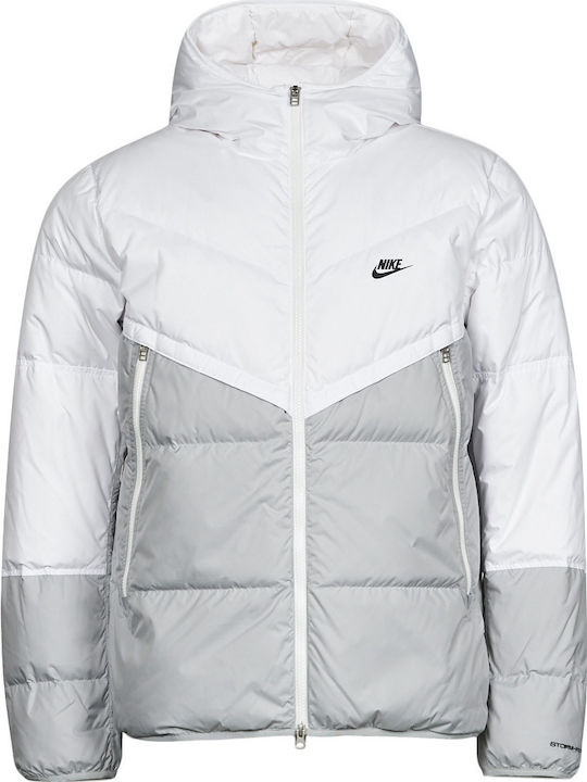 Geci Bărbați Sportswear Storm-Fit Iarna Puffer Cu Protecție Împotriva Vântului Alb / Gri Fum Deschis
