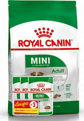 Royal Canin Mini Adult Ξηρά Τροφή Σκύλων 2kg+3 Mini Adult Pouches 85gr