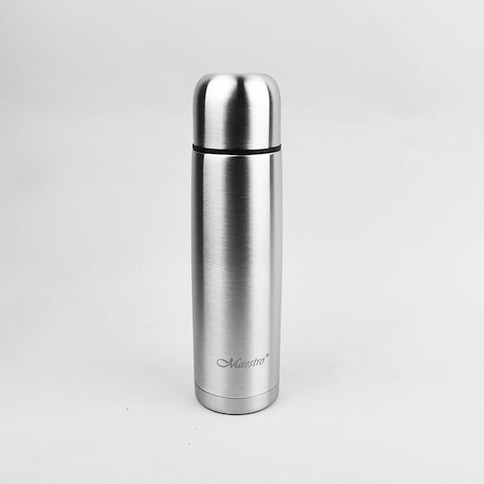 Maestro MR-1633 Μπουκάλι Θερμός Ανοξείδωτο 750ml Ασημί με Καπάκι-Κύπελλο