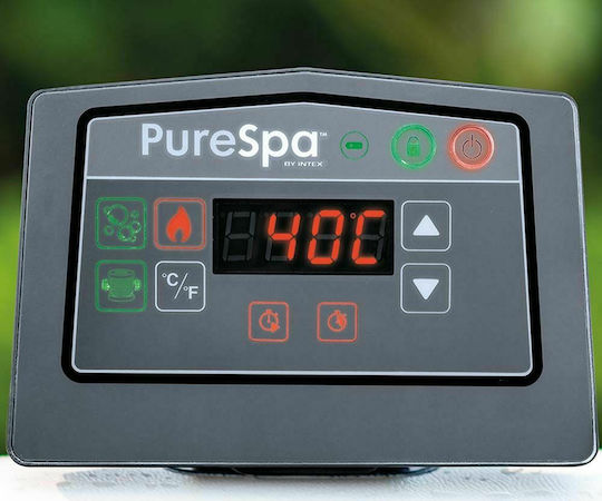 Intex Greywood Deluxe Bubble Massage Στρογγυλή Πισίνα PVC 795lt Φουσκωτή με Υδρομασάζ 196x71εκ. Γκρι